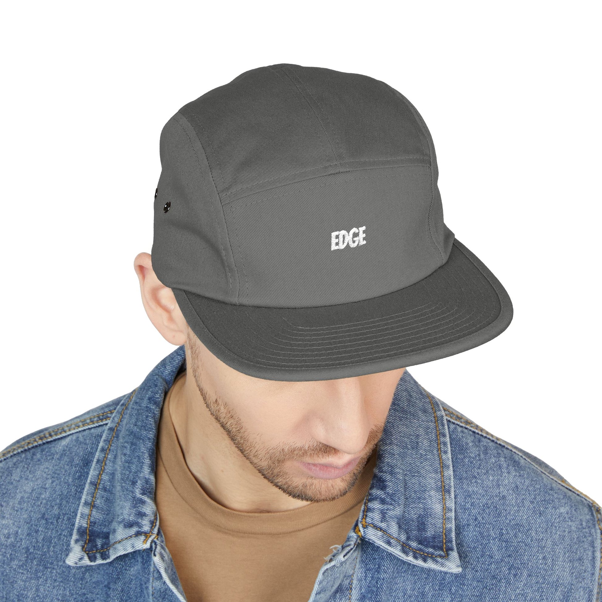 5 Panel Cap with Unique Embroidered "EDGE" Design