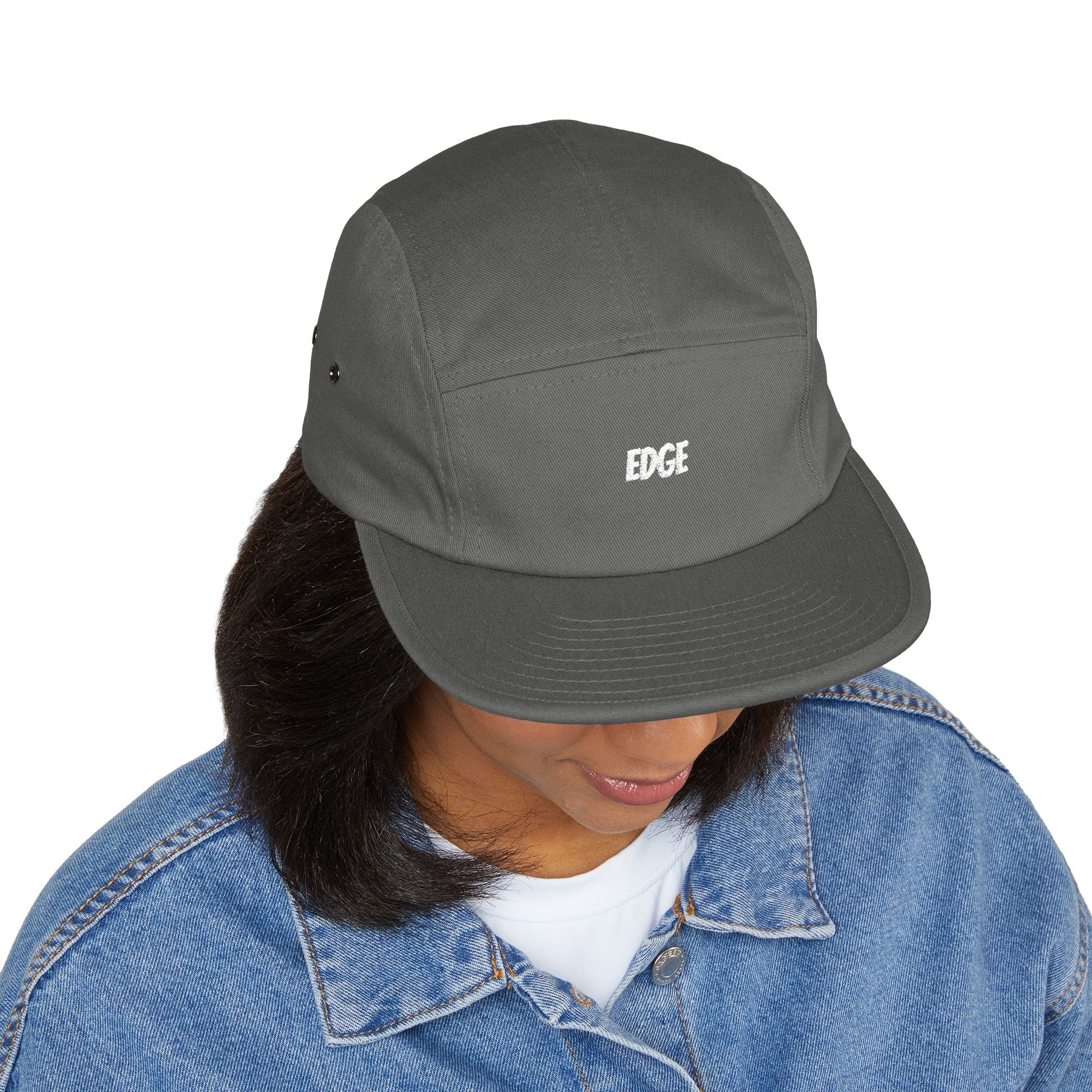 5 Panel Cap with Unique Embroidered "EDGE" Design