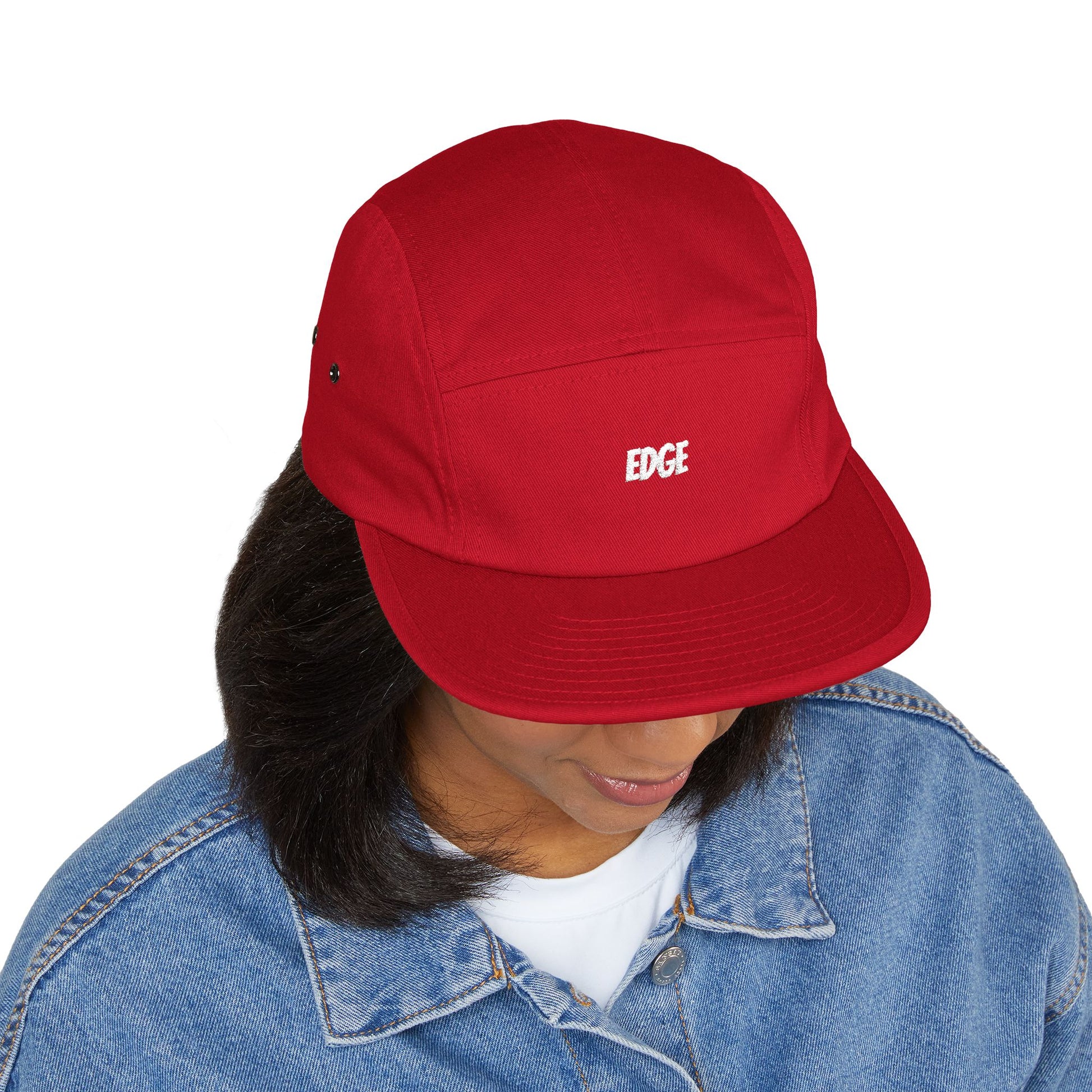 5 Panel Cap with Unique Embroidered "EDGE" Design