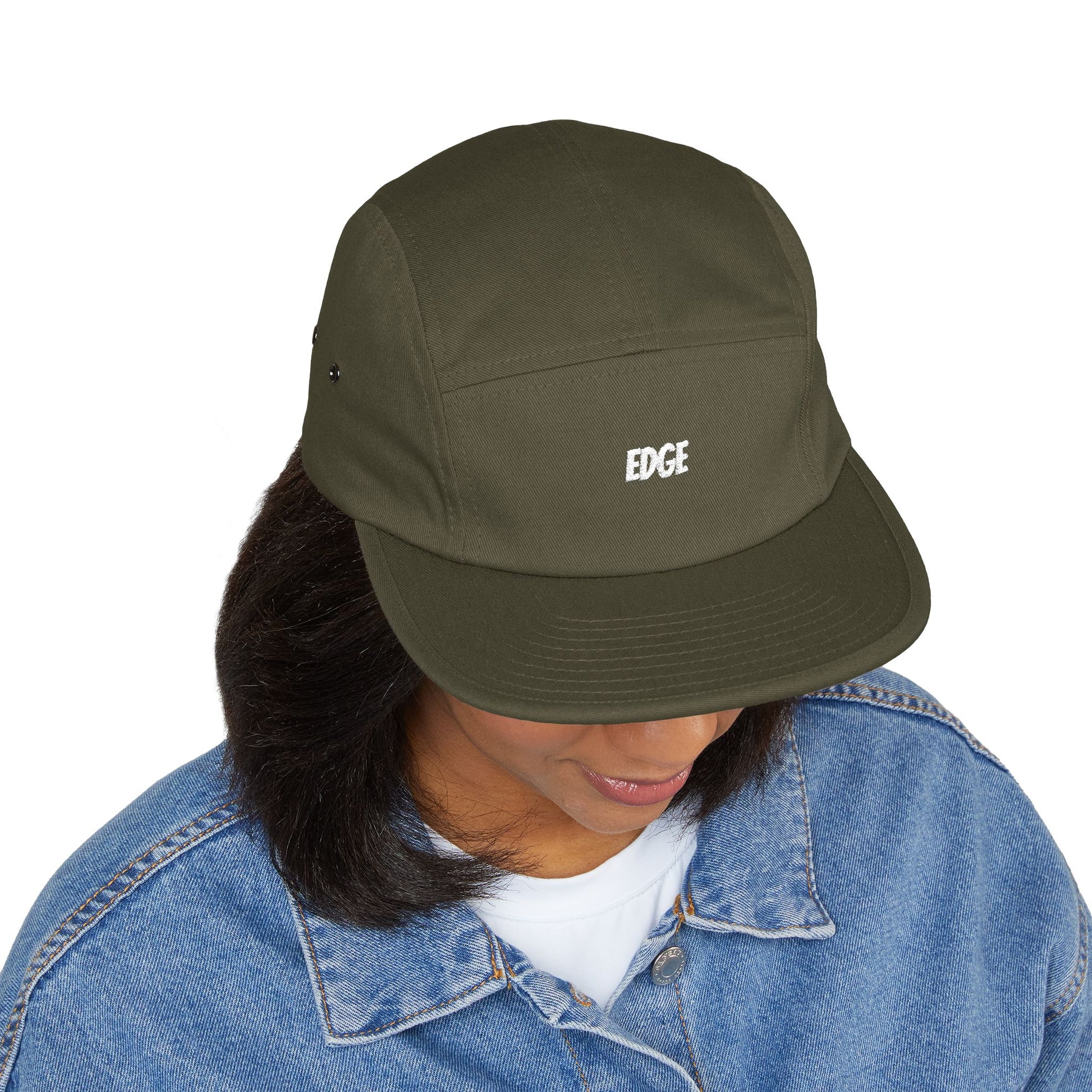 5 Panel Cap with Unique Embroidered "EDGE" Design