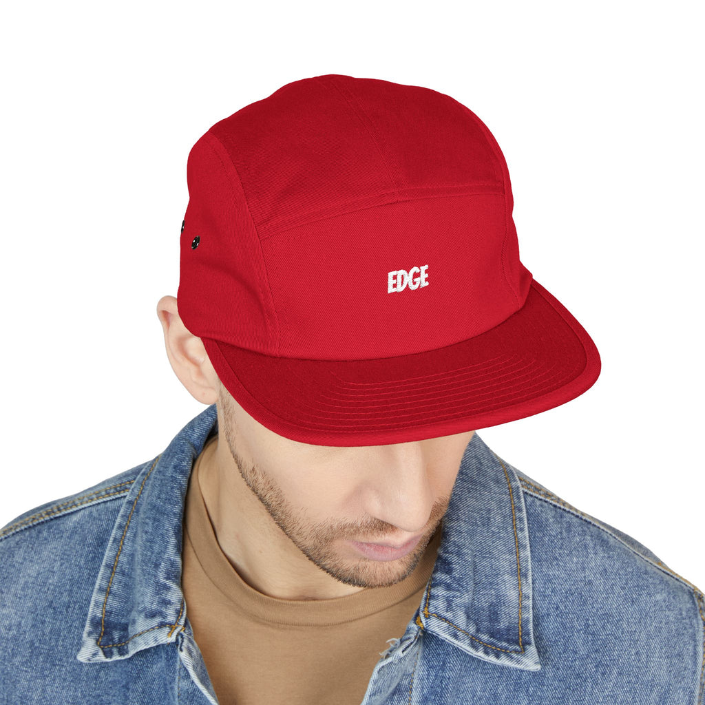 5 Panel Cap with Unique Embroidered "EDGE" Design