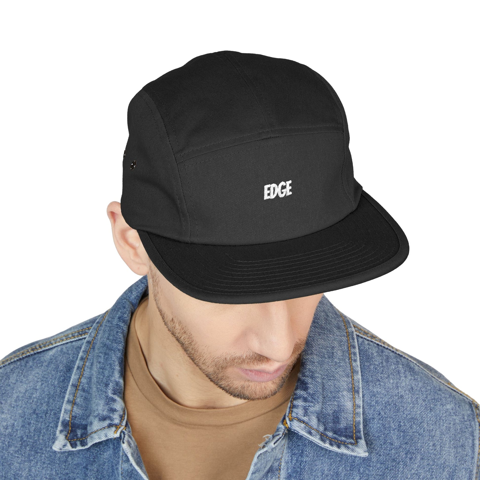 5 Panel Cap with Unique Embroidered "EDGE" Design
