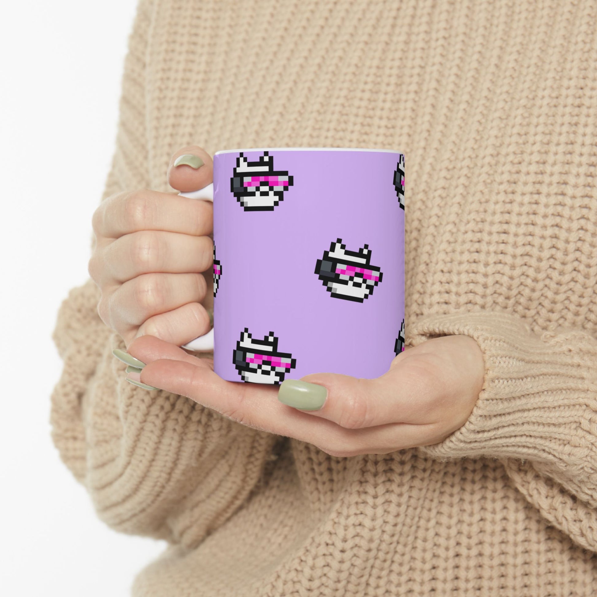 Edge Ceramic Mug - Pixel Art Grid