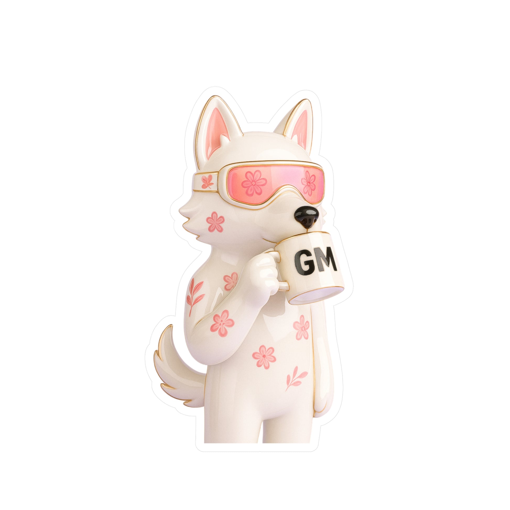 GM EdgeMeta Flower Porcelain Style Kiss-Cut Stickers