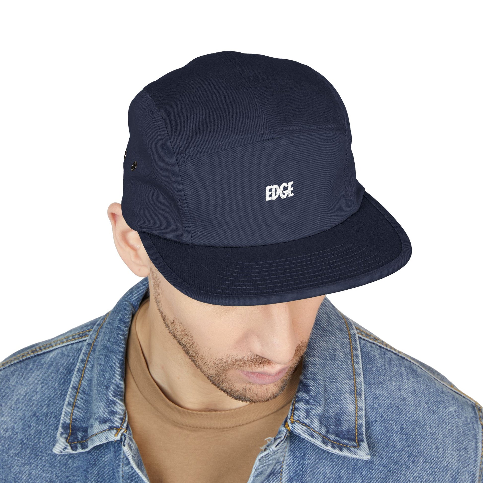 5 Panel Cap with Unique Embroidered "EDGE" Design