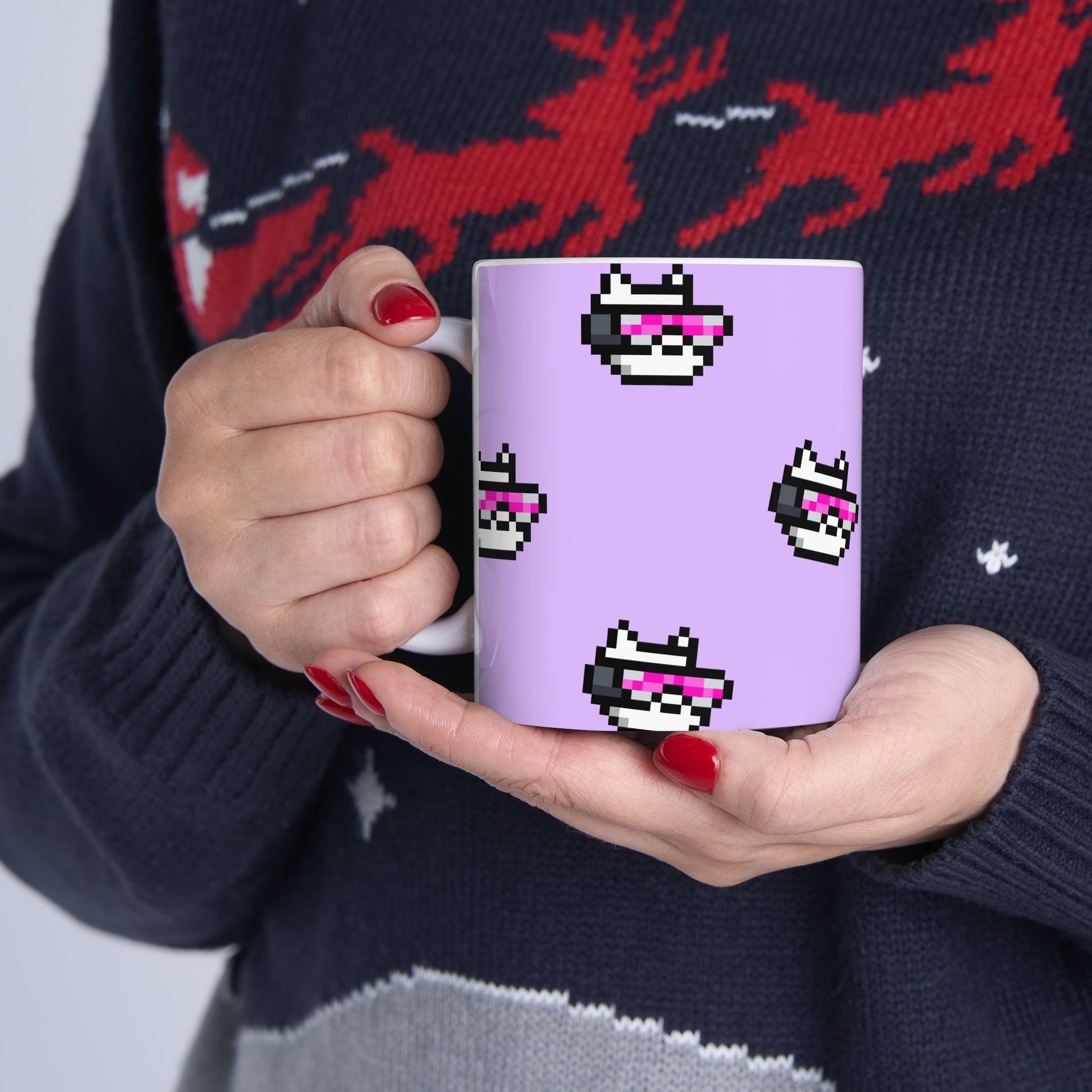 Edge Ceramic Mug - Pixel Art Grid