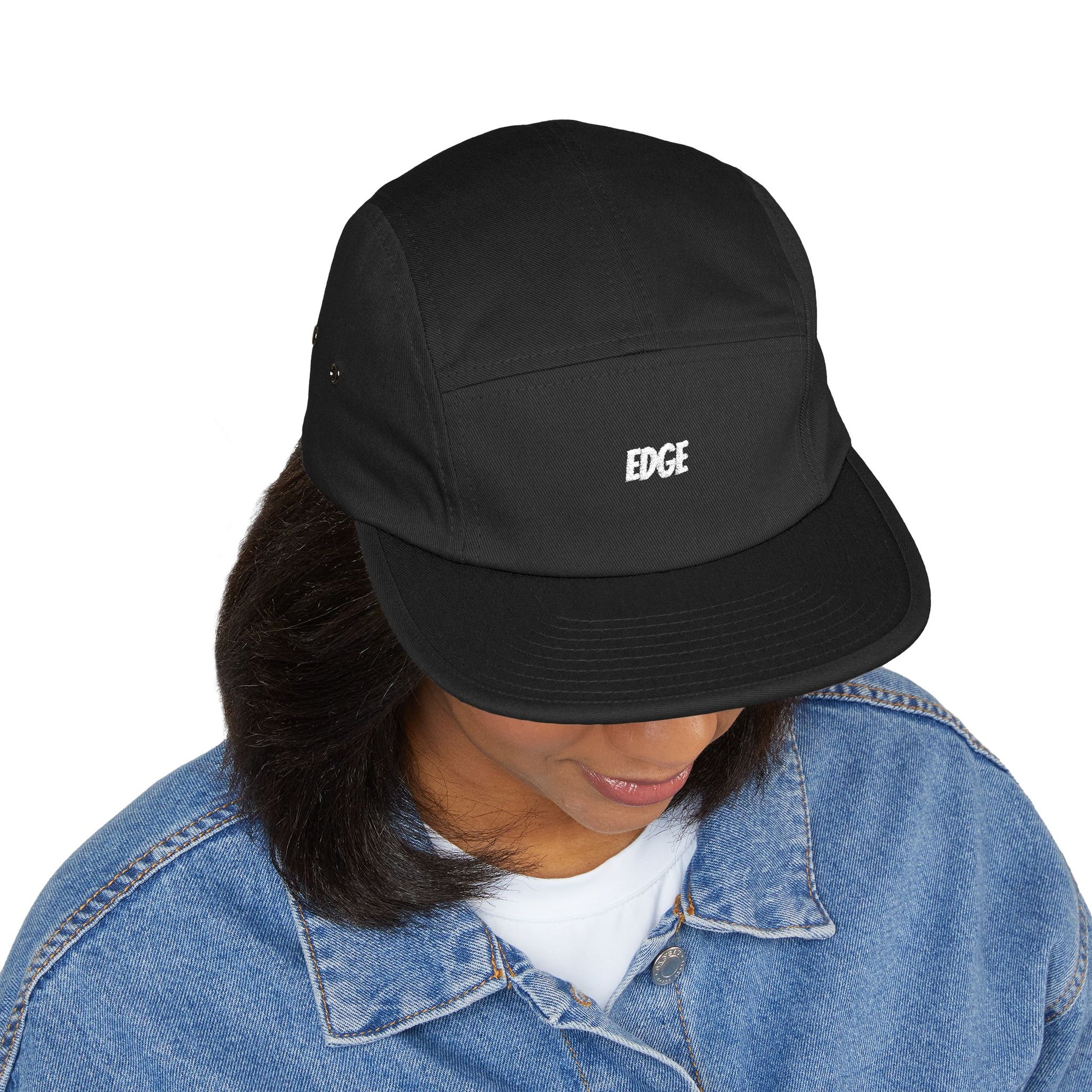 5 Panel Cap with Unique Embroidered "EDGE" Design