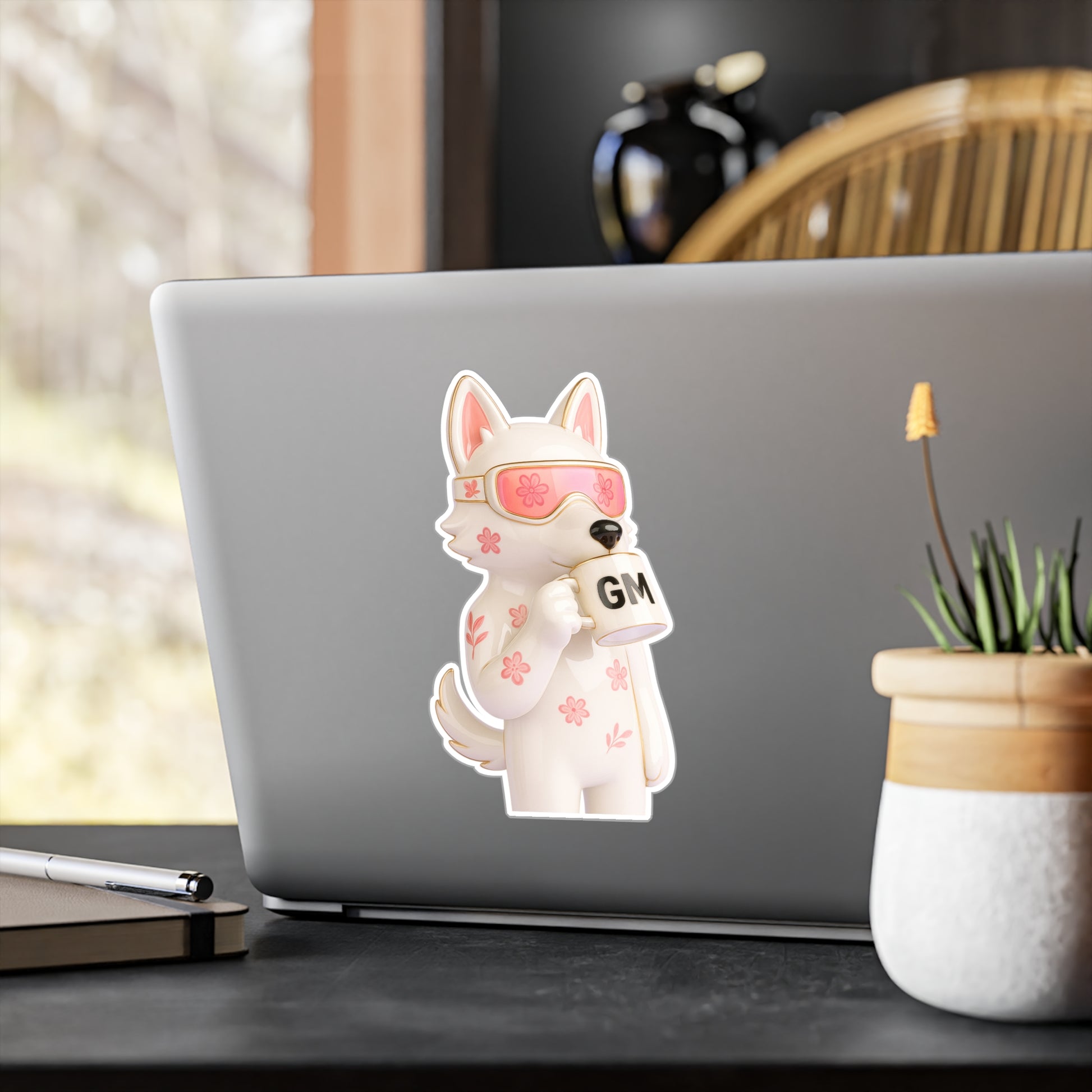 GM EdgeMeta Flower Porcelain Style Kiss-Cut Stickers