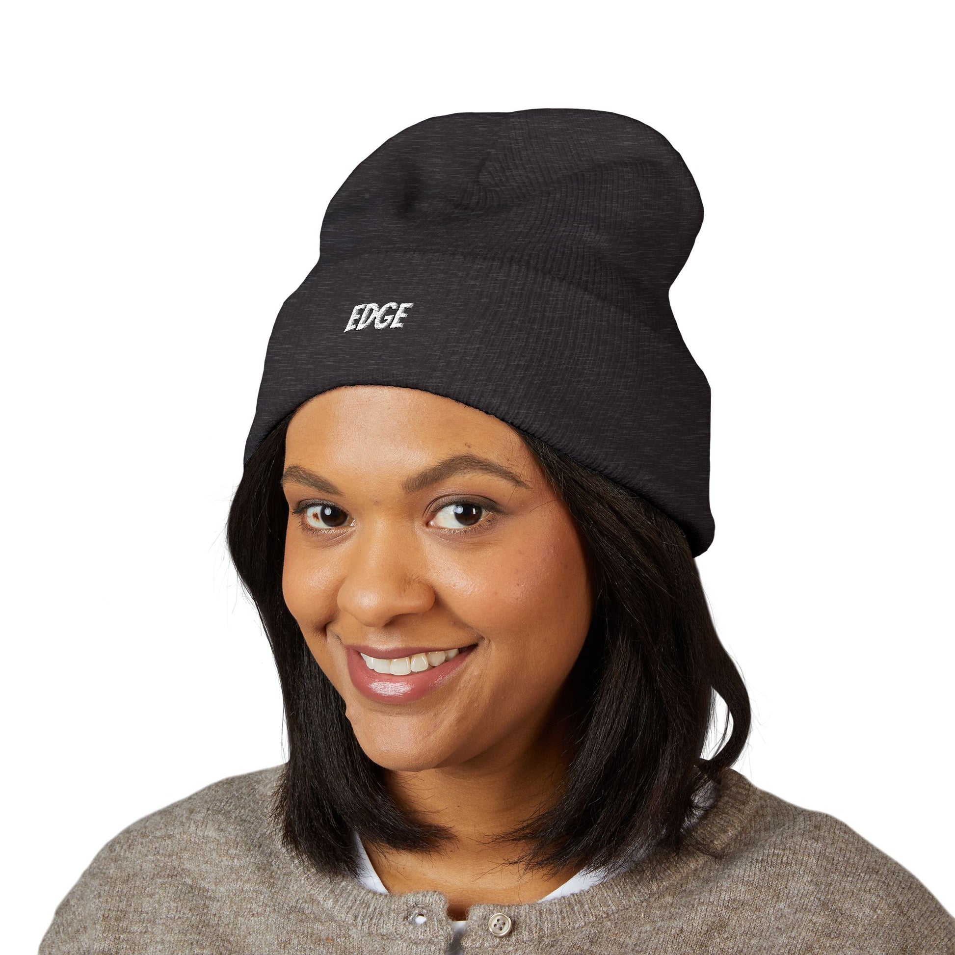 Classic Cuffed Beanie with 'EDGE' Embroidery