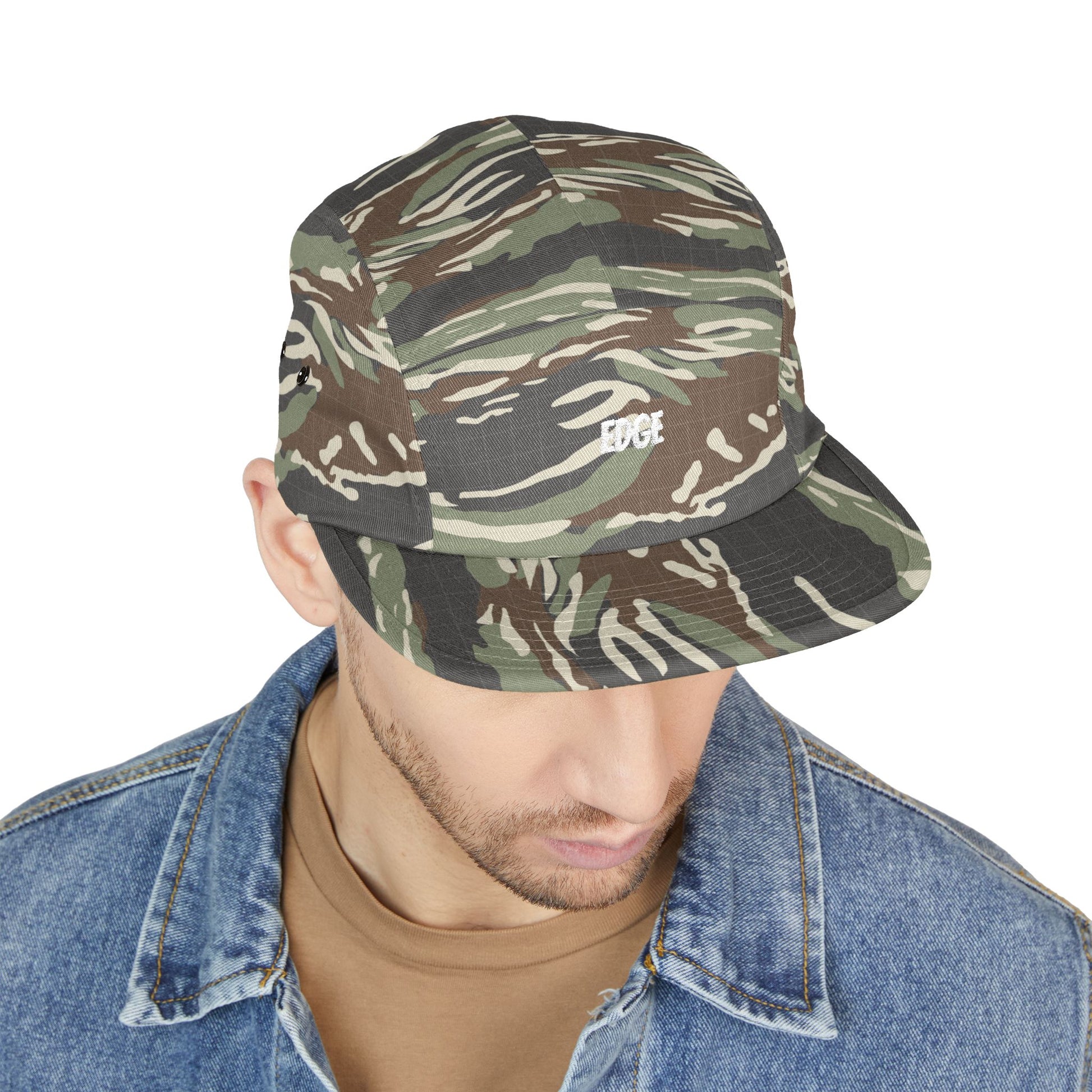 5 Panel Cap with Unique Embroidered "EDGE" Design