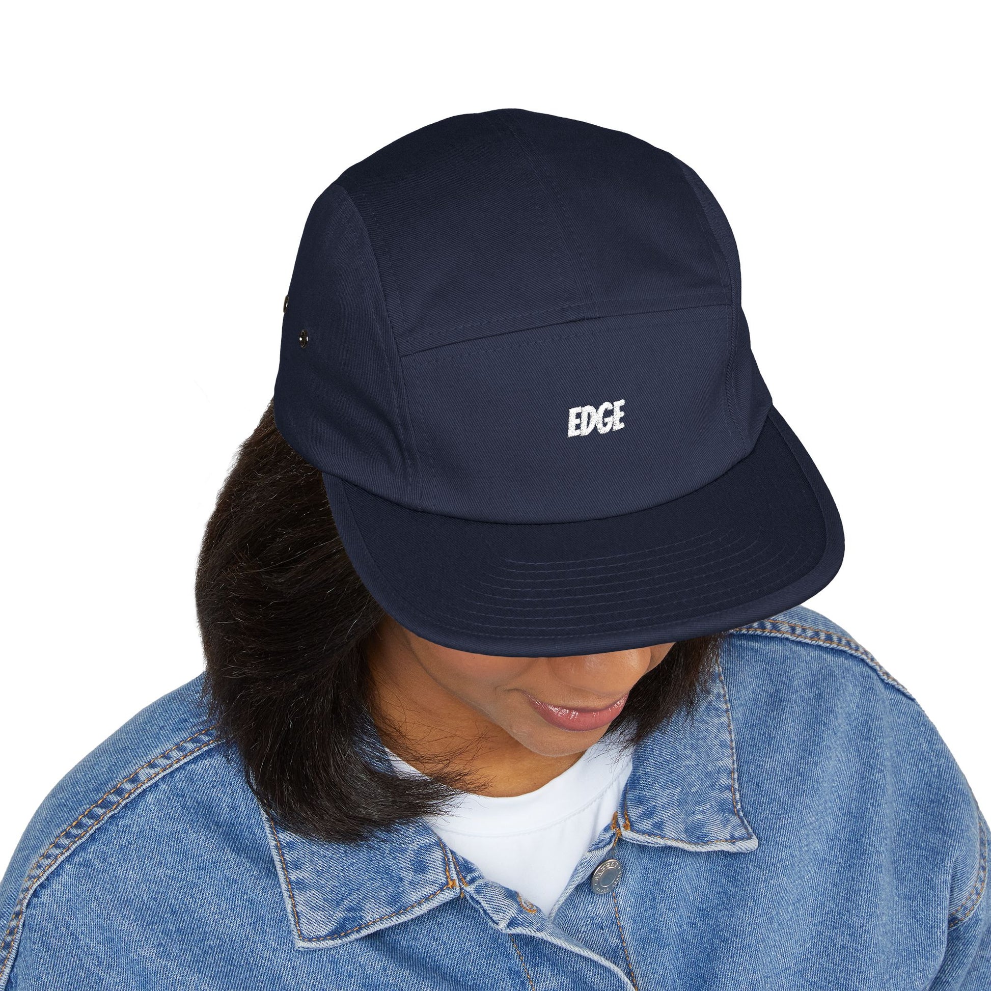 5 Panel Cap with Unique Embroidered "EDGE" Design